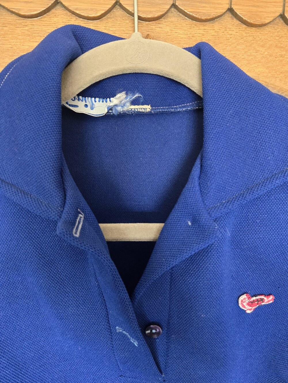 Vintage Cobalt Blue Mod A-Line Mini Dress Embroidered Whale Collared Polyester - Picture 9 of 10